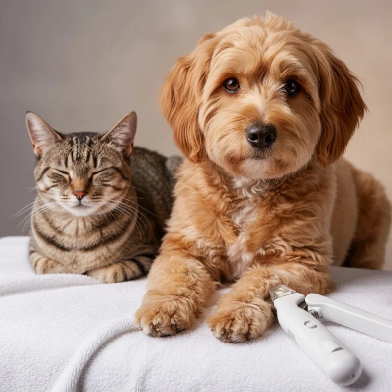 2-i-1 Klotång med LED-ljus för Hund & Katt